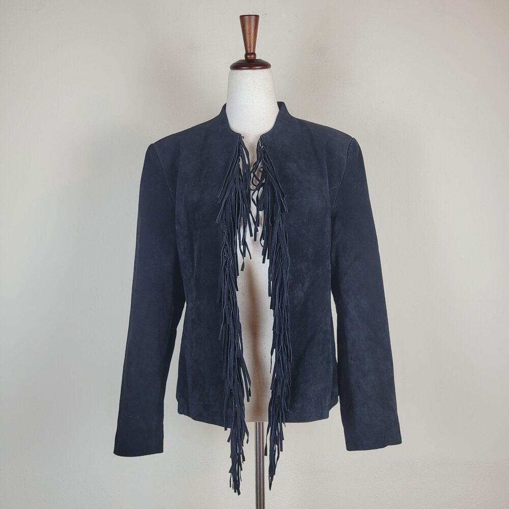 3BWest Jacket Small Black Suede Fringe Western Cowgirl Boho Ranch Rodeo Cowboy